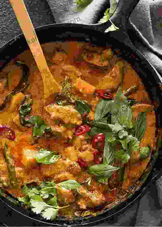 Vibrant Red Thai Curry With Chicken Steaming In A Bowl Thai Red Curry With Chicken